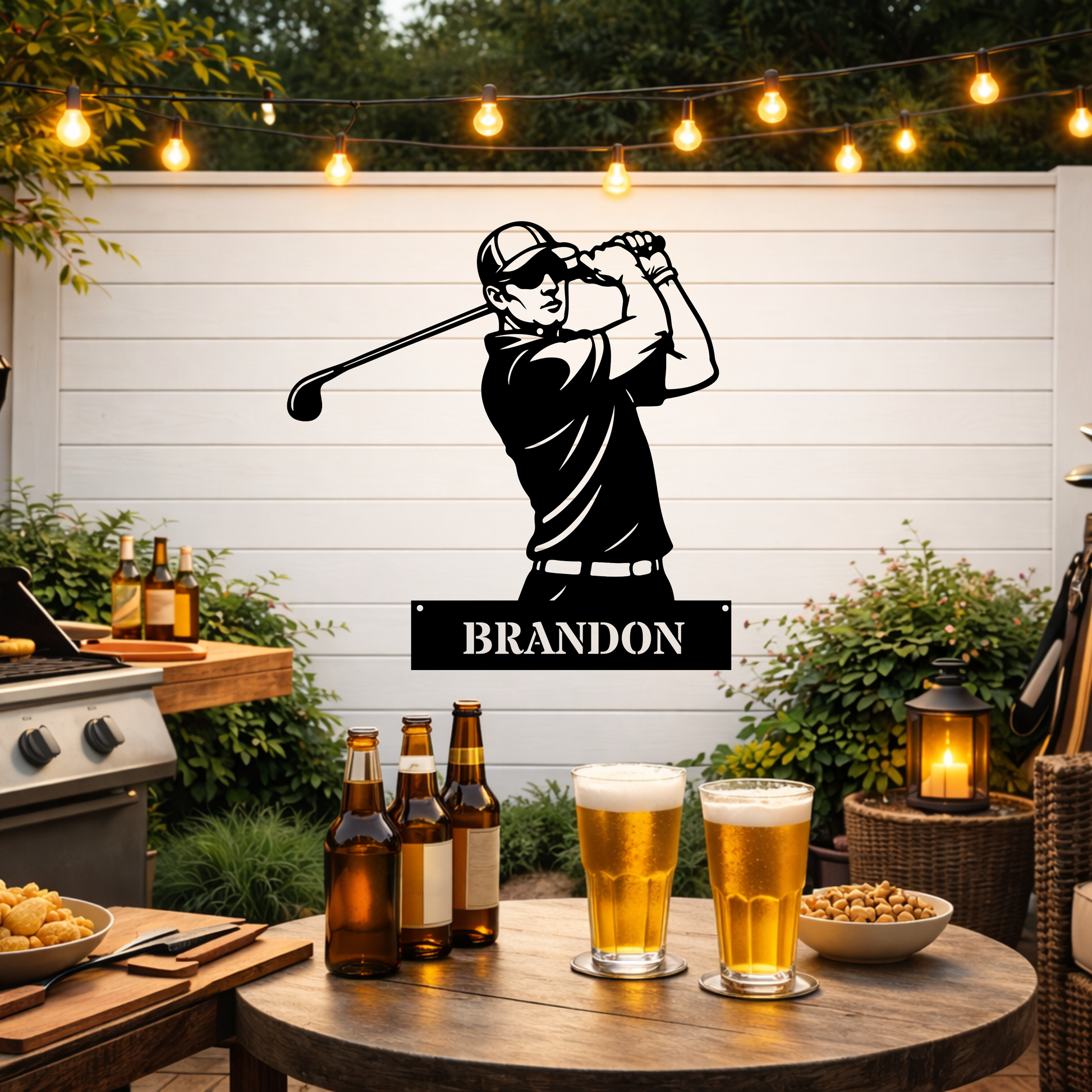 Personalised Golfer Metal Wall Art – Custom Golf Name Sign