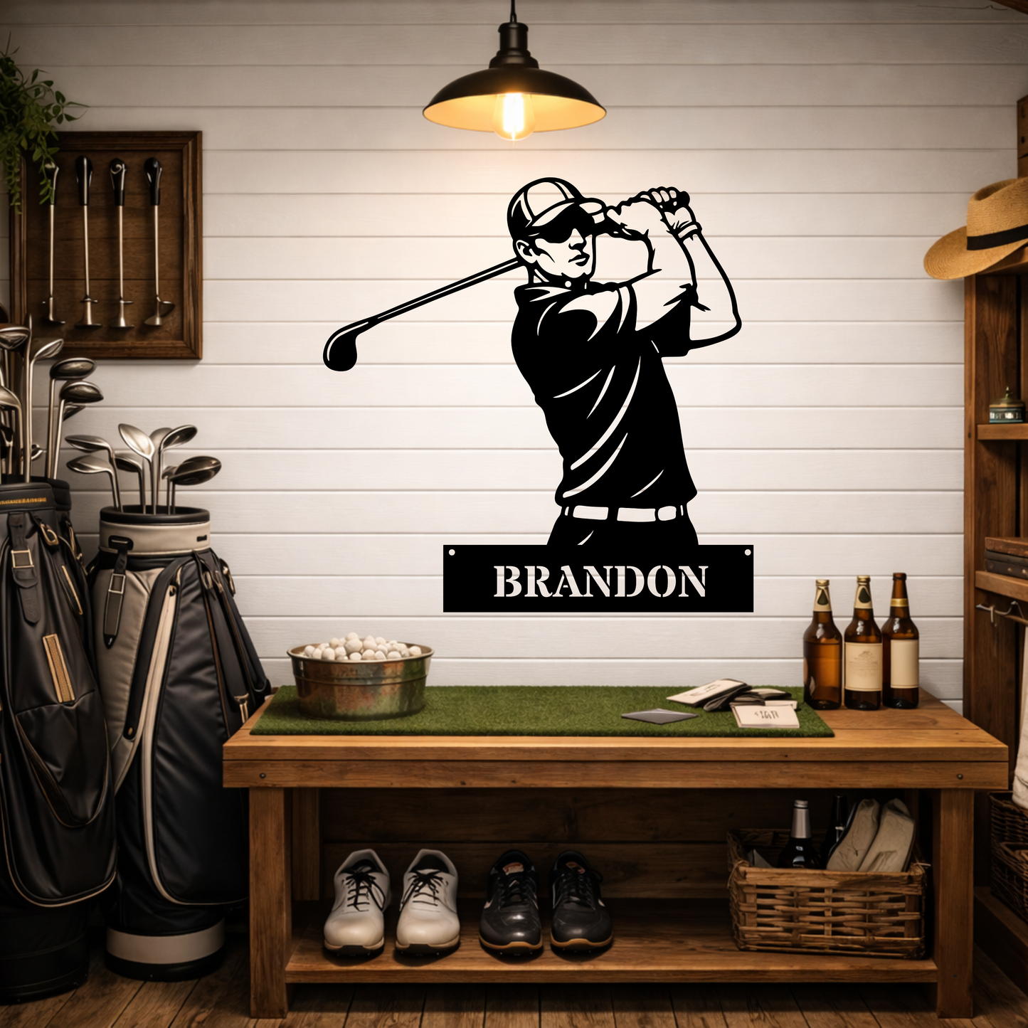 Personalised Golfer Metal Wall Art – Custom Golf Name Sign