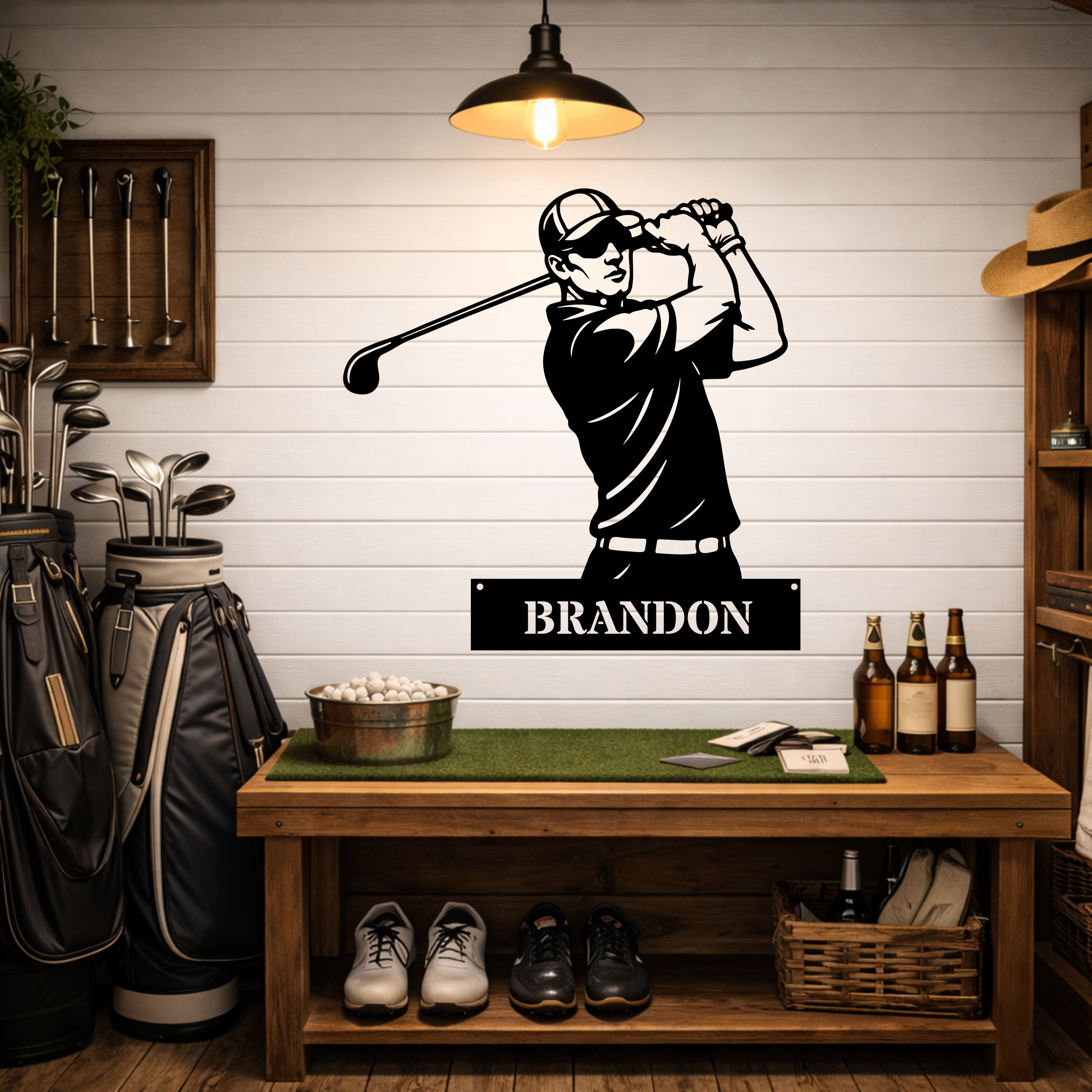 Personalised Golfer Metal Wall Art – Custom Golf Name Sign
