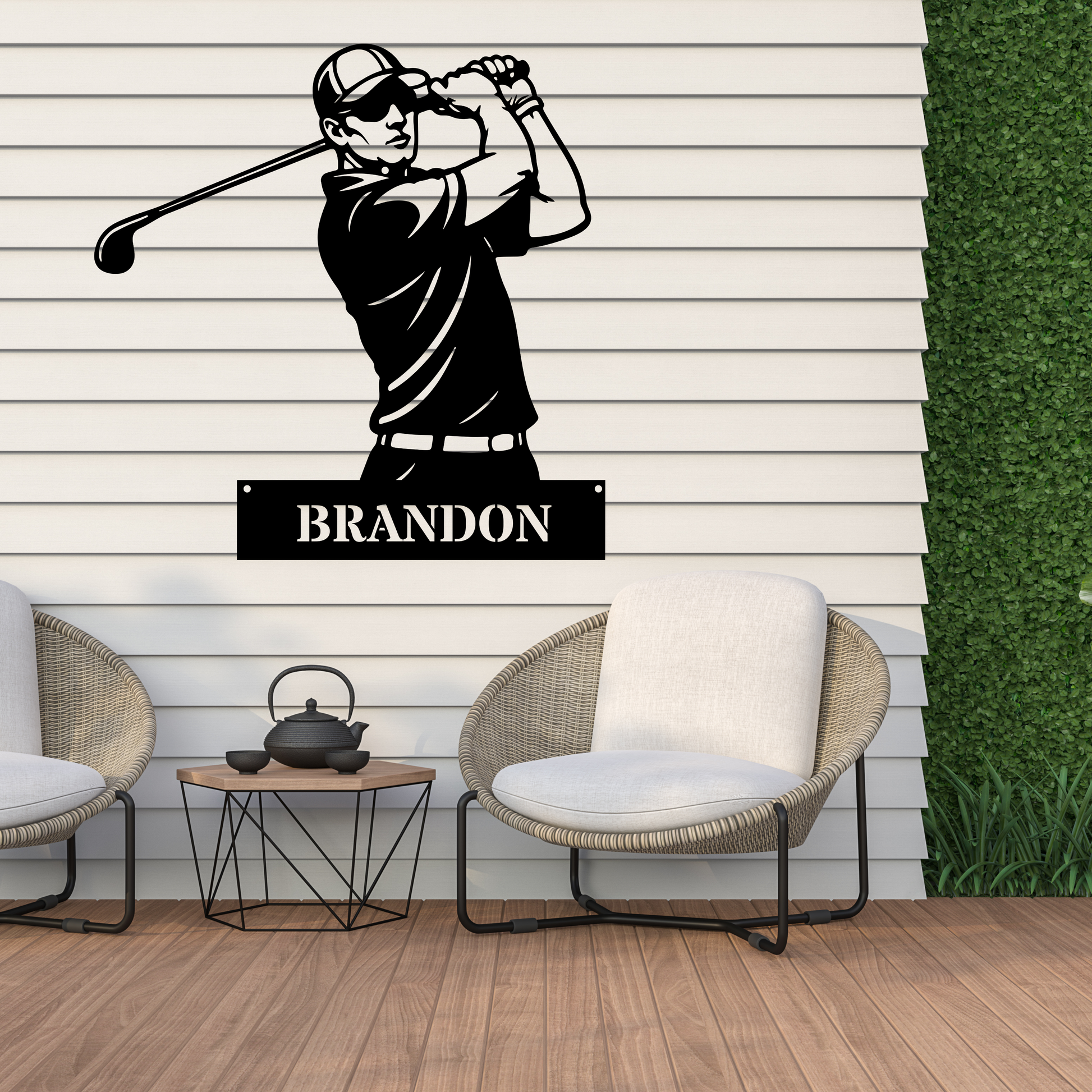 Personalised Golfer Metal Wall Art – Custom Golf Name Sign
