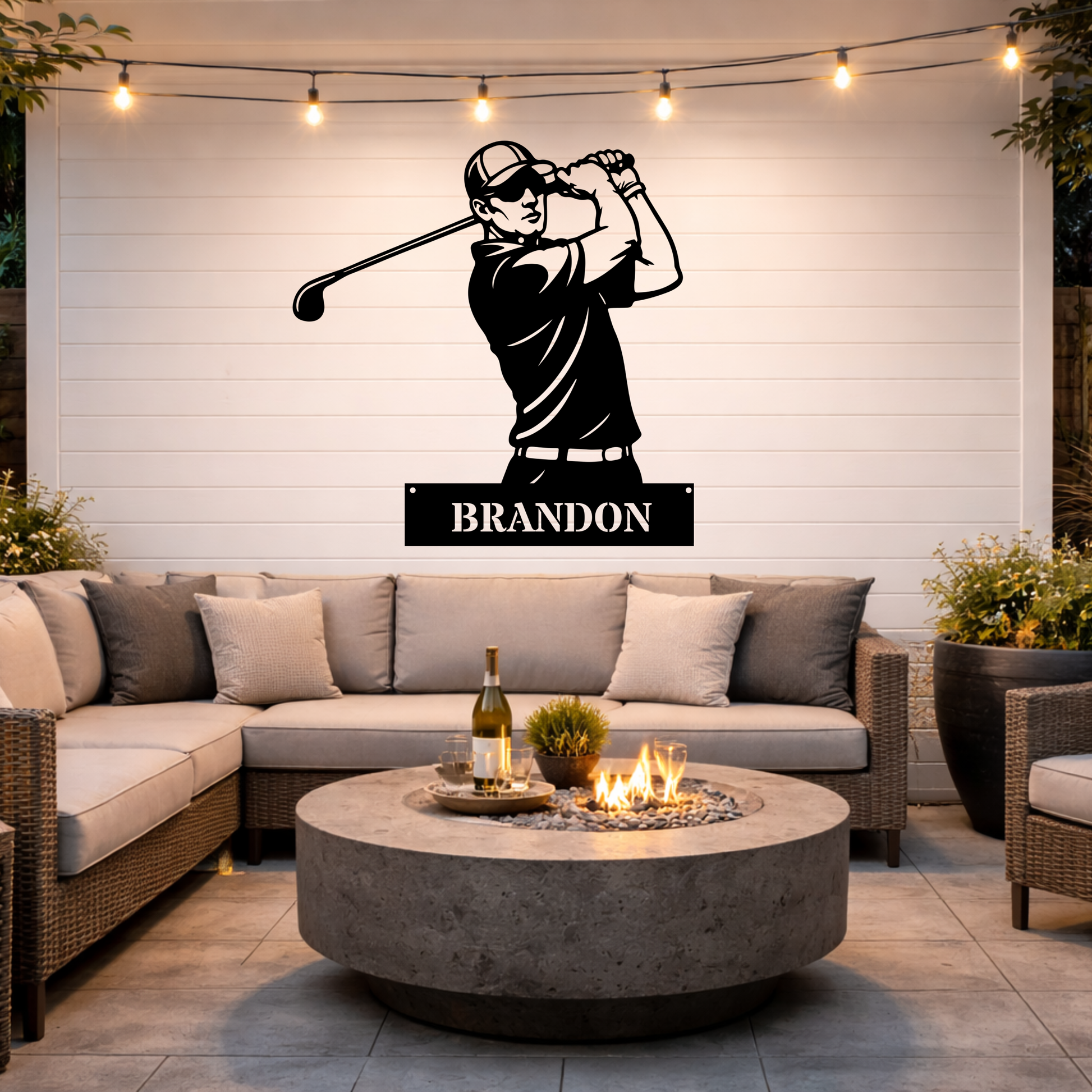 Personalised Golfer Metal Wall Art – Custom Golf Name Sign