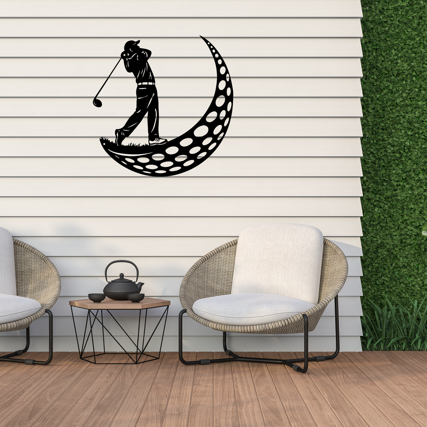 Golfer Moon Metal Wall Art