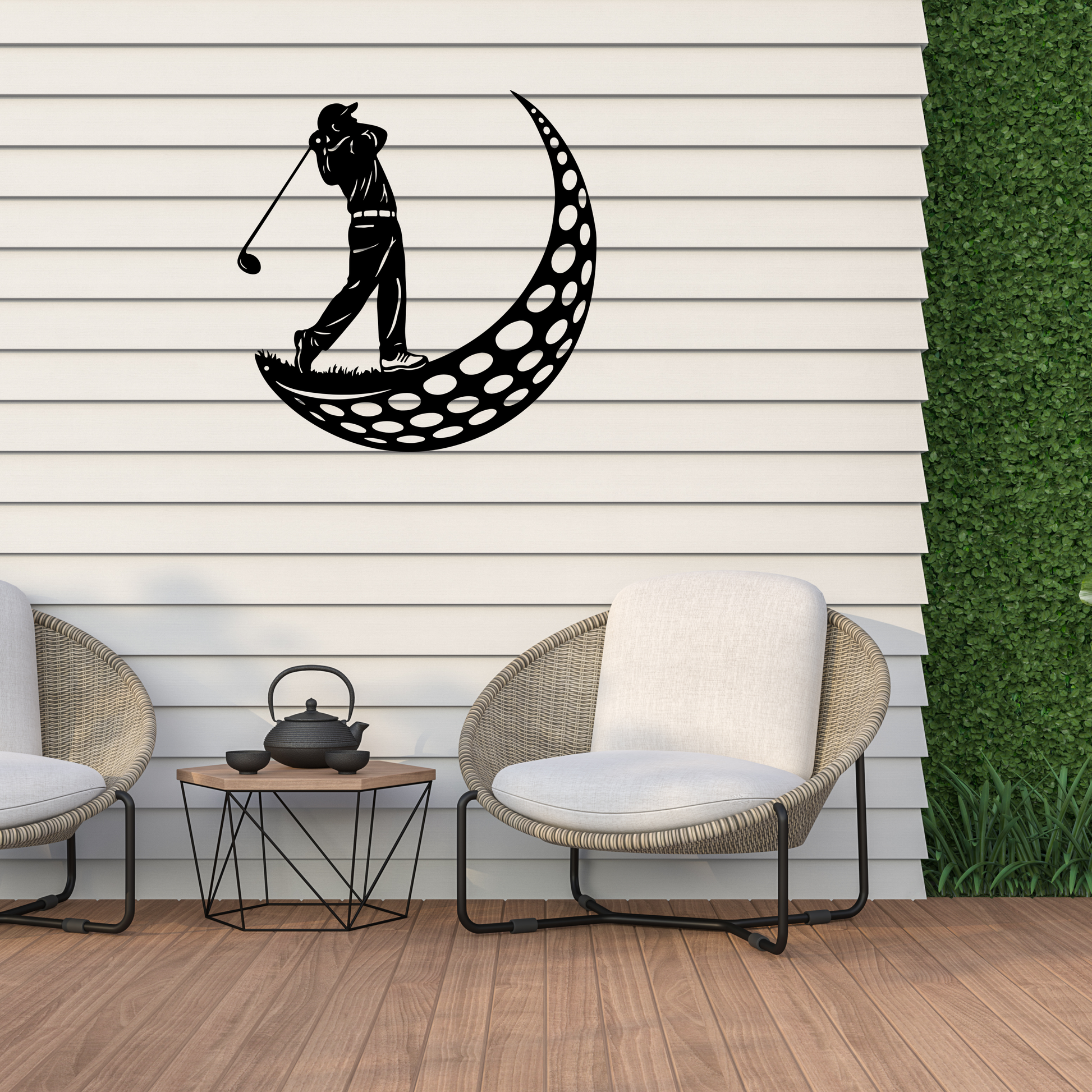 Golfer Moon Metal Wall Art