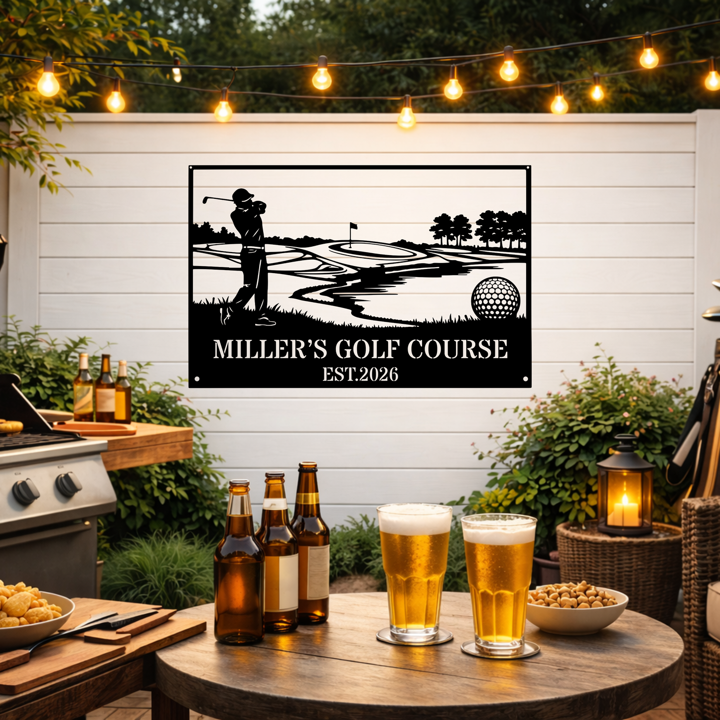 Personalised Golf Course Metal Wall Art