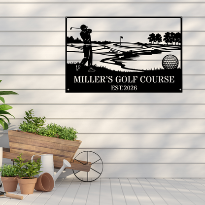 Personalised Golf Course Metal Wall Art