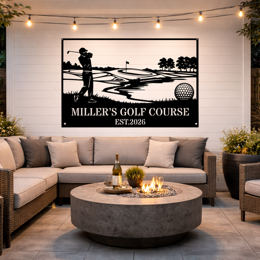 Personalised Golf Course Metal Wall Art