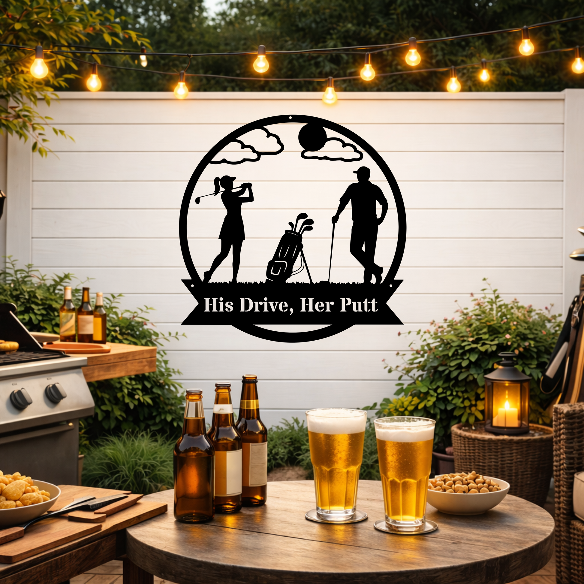 His Drive, Her Putt Metal Wall Sign – Golf Couple Decor