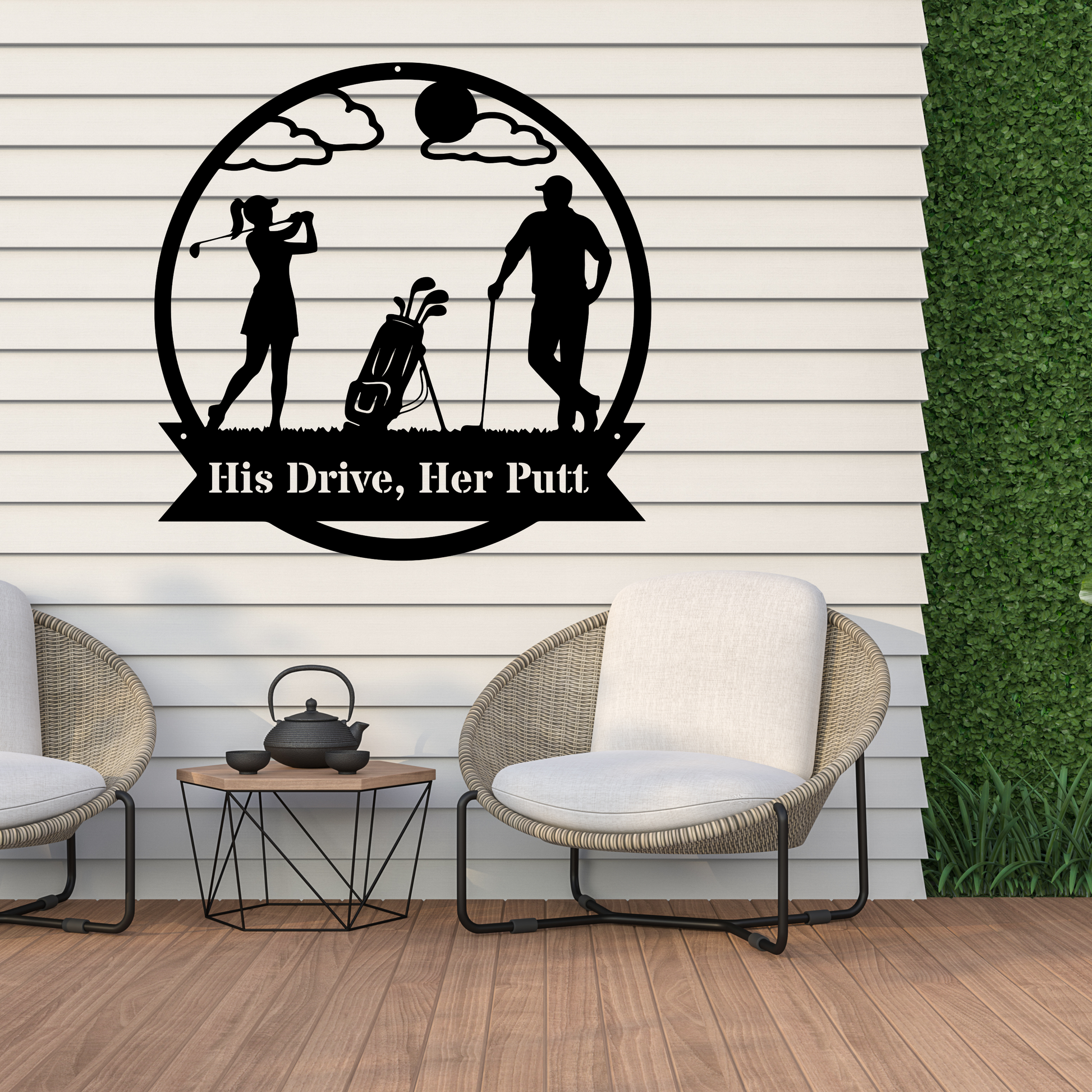 His Drive, Her Putt Metal Wall Sign – Golf Couple Decor