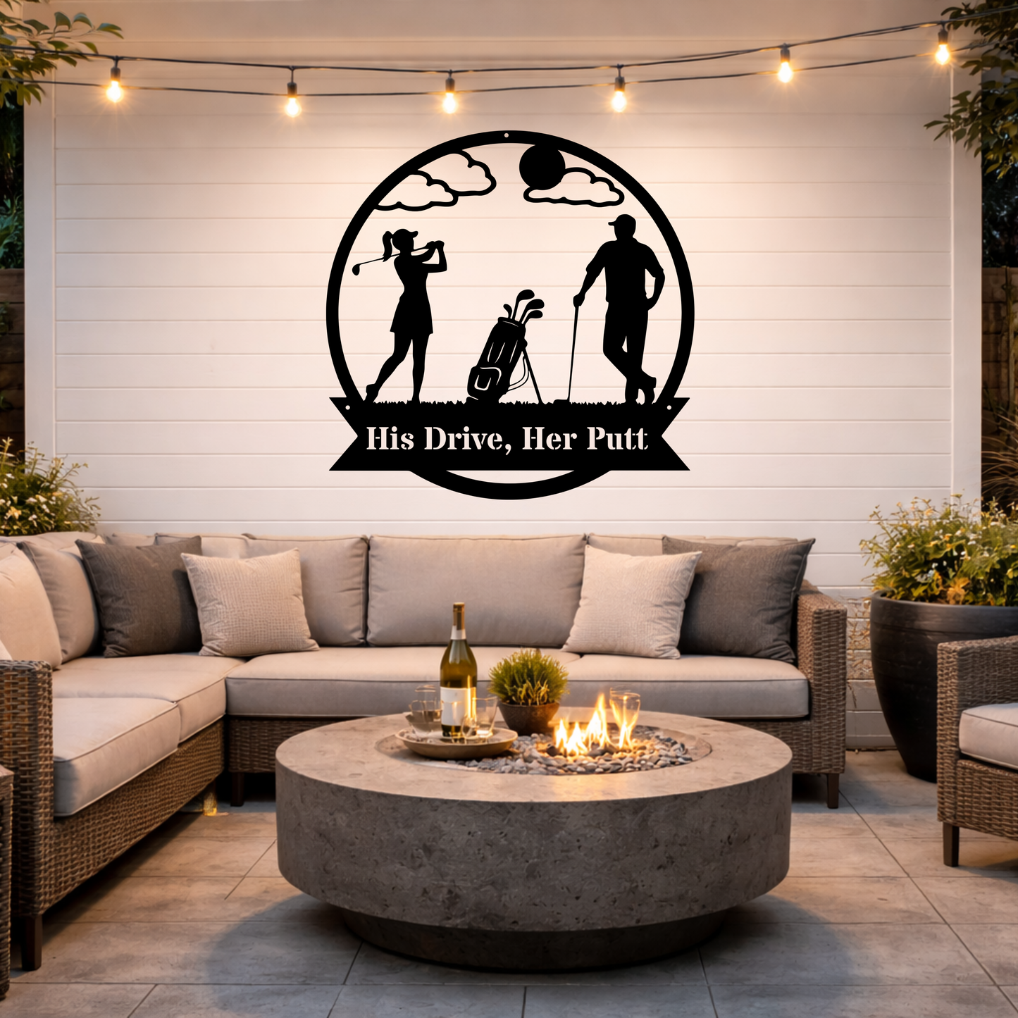 His Drive, Her Putt Metal Wall Sign – Golf Couple Decor