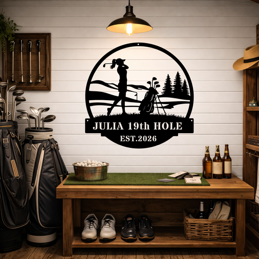 Personalised 19th Hole Golf Metal Sign