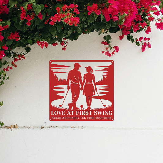 Love at first swing-personalized metal wall art