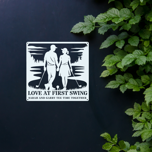 Love at first swing-personalized metal wall art