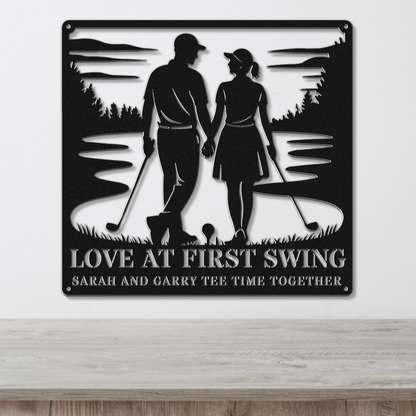 Love at first swing-personalized metal wall art