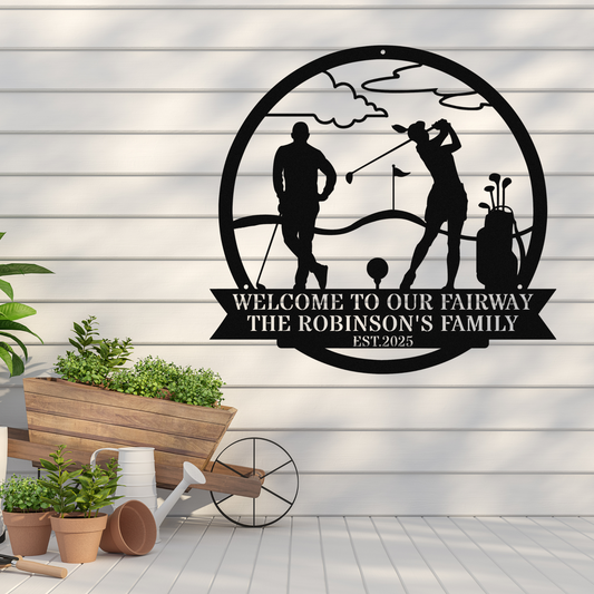 Welcome to our fairway-personalized metal wall art