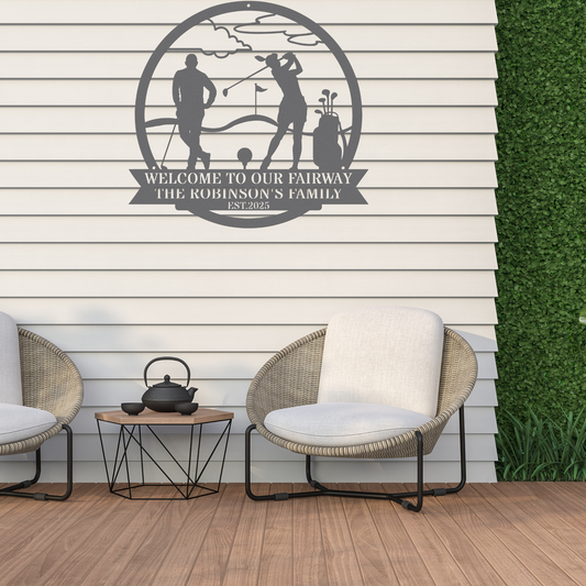 Welcome to our fairway-personalized metal wall art